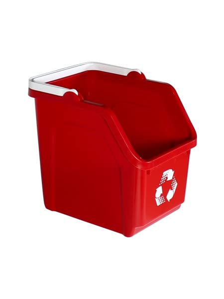 Red Recycle Bin 6 Gallon Stackable Recycle Bins for Kitchen with Handle