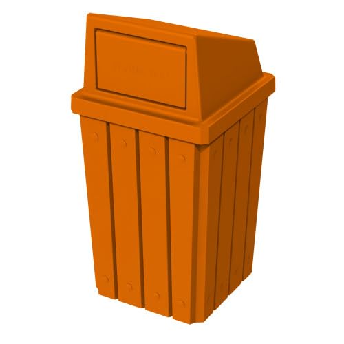 Campus Collection 32 Gallon Plastic Commercial Garbage Can with Push Lid
