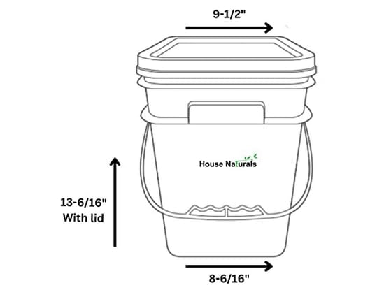 4 Gallon Square Food Grade Bucket Pail with Plastic Handles and Lid