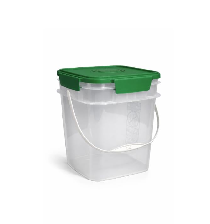 4 Gallon Square Food Grade Bucket Pail with Plastic Handles and Lid