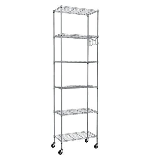 6 Tier Wire Shelving Unit with Wheels (72 Count)