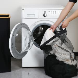100L Laundry Basket with Lid and Net Bag