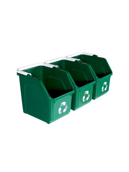 Green Recycle Bin 6 Gallon Stackable Recycle Bins for Kitchen with Handle