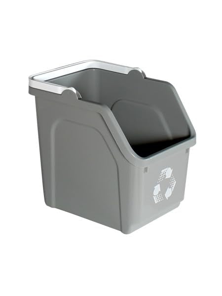 Grey Recycle Bin 6 Gallon Stackable Recycle Bins for Kitchen with Handle