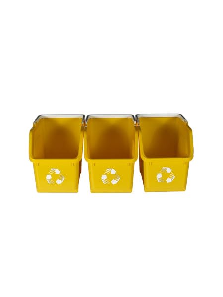 Yellow Recycle Bin 6 Gallon Stackable Recycle Bins for Kitchen with Handle (3 Count)