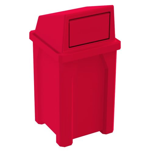 Campus Collection 32 Gallon Plastic Commercial Garbage Can with Push Lid