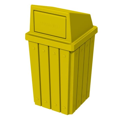 Campus Collection 32 Gallon Plastic Commercial Garbage Can with Push Lid