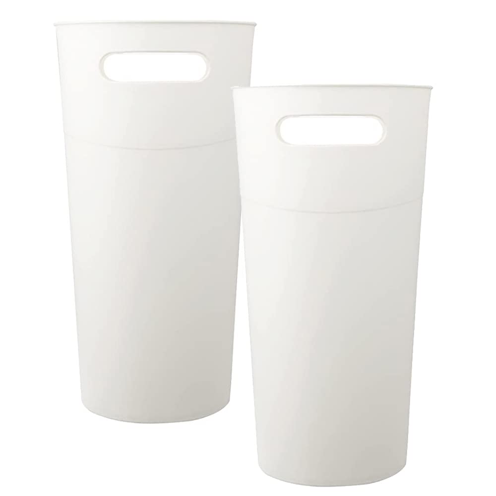 Small Trash Can Plastic Bathroom Wastebasket 3.2 Gallon Slim Garbage Container Bin with Handle for Home Kitchen Bathroom Bedroom Office (2 Count)