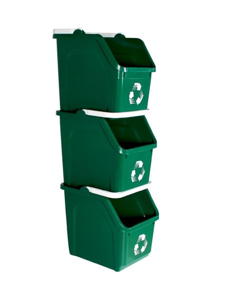 Green Recycle Bin 6 Gallon Stackable Recycle Bins for Kitchen with Handle