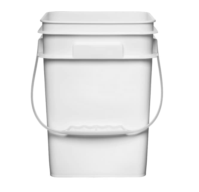 4 Gallon Square Food Grade Bucket Pail with Plastic Handles and Lid