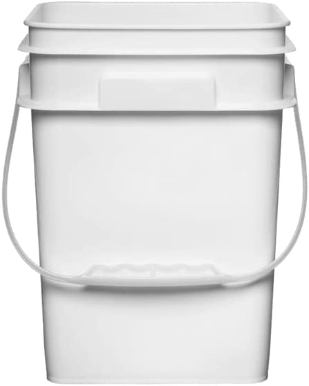 4 Gallon Square Food Grade Bucket Pail with Plastic Handles and Lid (3 Count)