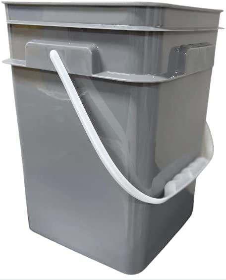 4 Gallon Square Food Grade Bucket Pail with Plastic Handles and Lid