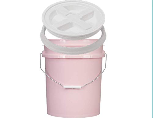 5 Gallon Pink Food Grade Bucket Pail with Air Tight screw on Lid (2 Count)