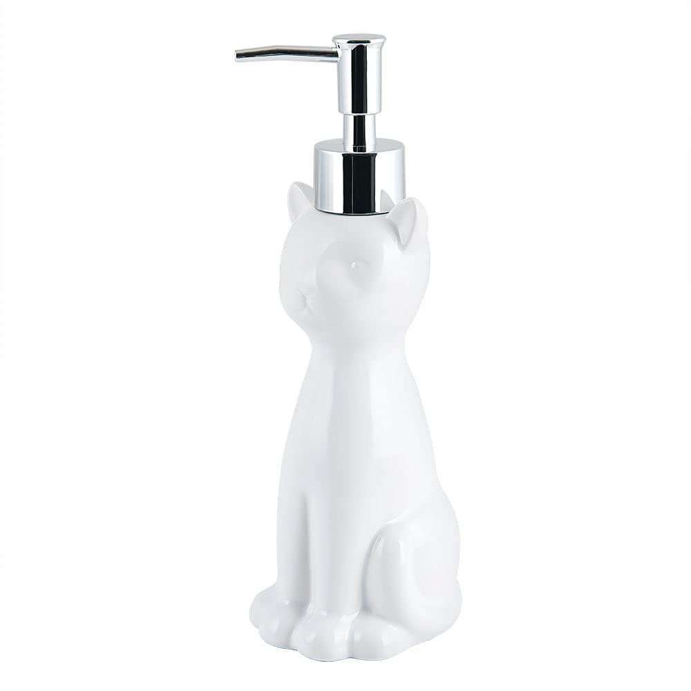 Cat 3 Piece White Ceramic Toilet Brush Holder w