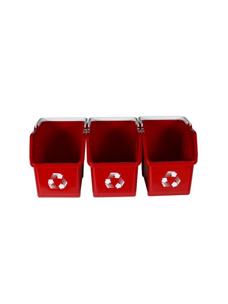 Red Recycle Bin 6 Gallon Stackable Recycle Bins for Kitchen with Handle (3 Count)