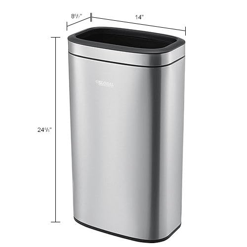 8 Gallon Stainless Steel Slim Open Top Receptacle