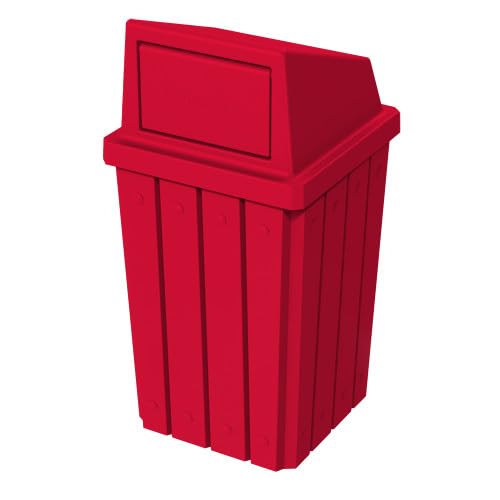 Campus Collection 32 Gallon Plastic Commercial Garbage Can with Push Lid