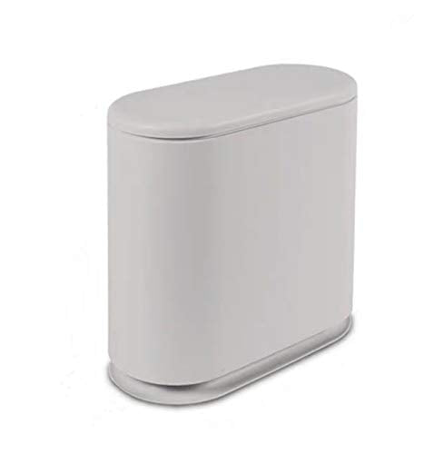 Slim Plastic Trash Can with Press Top Lid