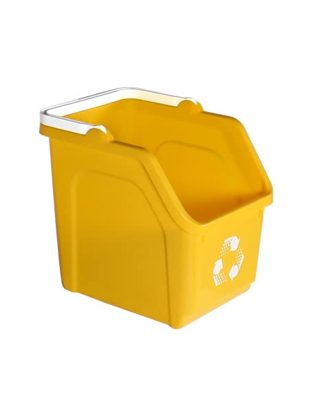 Yellow Recycle Bin 6 Gallon Stackable Recycle Bins for Kitchen with Handle