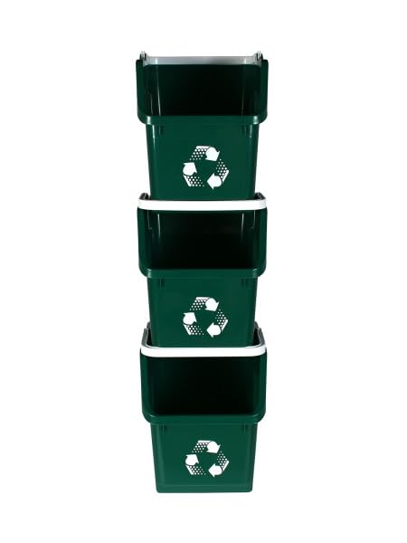 Green Recycle Bin 6 Gallon Stackable Recycle Bins for Kitchen with Handle