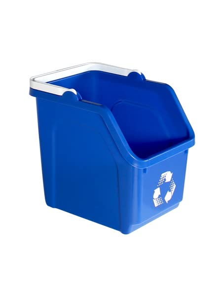 Blue Recycle Bin 6 Gallon Stackable Recycle Bins for Kitchen with Handle