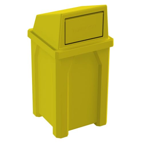 Campus Collection 32 Gallon Plastic Commercial Garbage Can with Push Lid