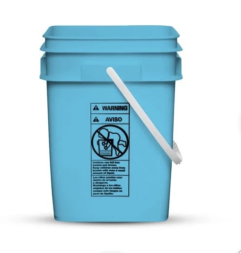 4 Gallon Square Food Grade Bucket Pail with Plastic Handles and Lid (3 Count)
