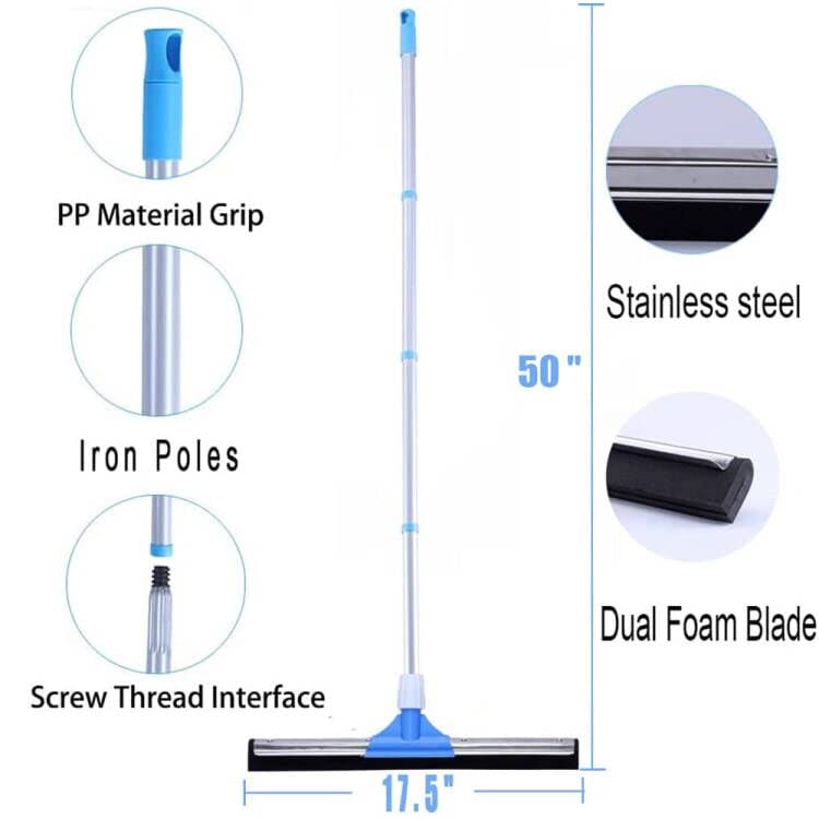 Floor Squeegee for Concrete and Tile Floor with 50" Long Handle