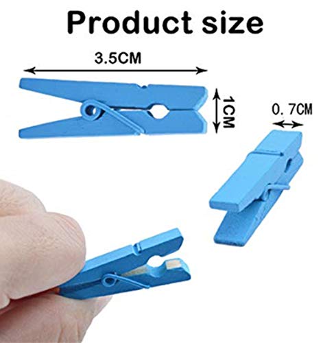 Wood Clothes Pins for Crafts Party Decor Small Clips Hold Card with Jute Twine Dark Blue Pack 50 (50 Count)