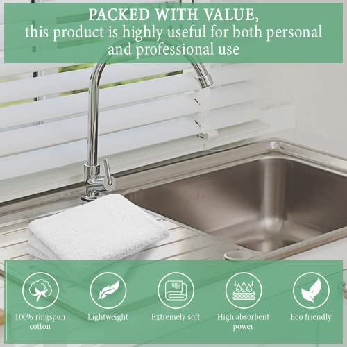100% Cotton Terry Towel Cleaning Rags White 14'x17' (60 Count)