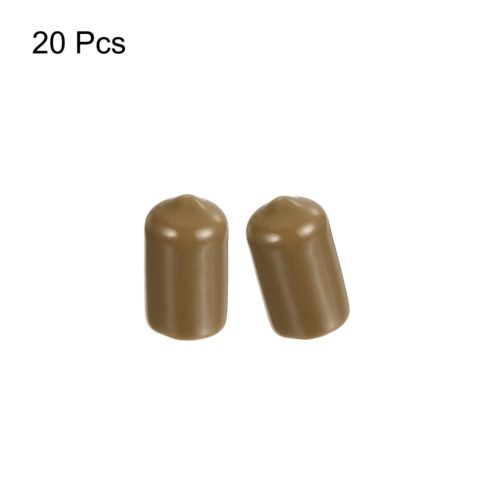 20pcs Rubber End Caps 11.5mm ID Vinyl PVC Round Tube Bolt Cap Cover Screw Thread Protectors Light Brown