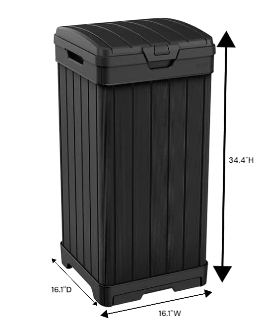 Outdoor Trash Can with Hinged Lid