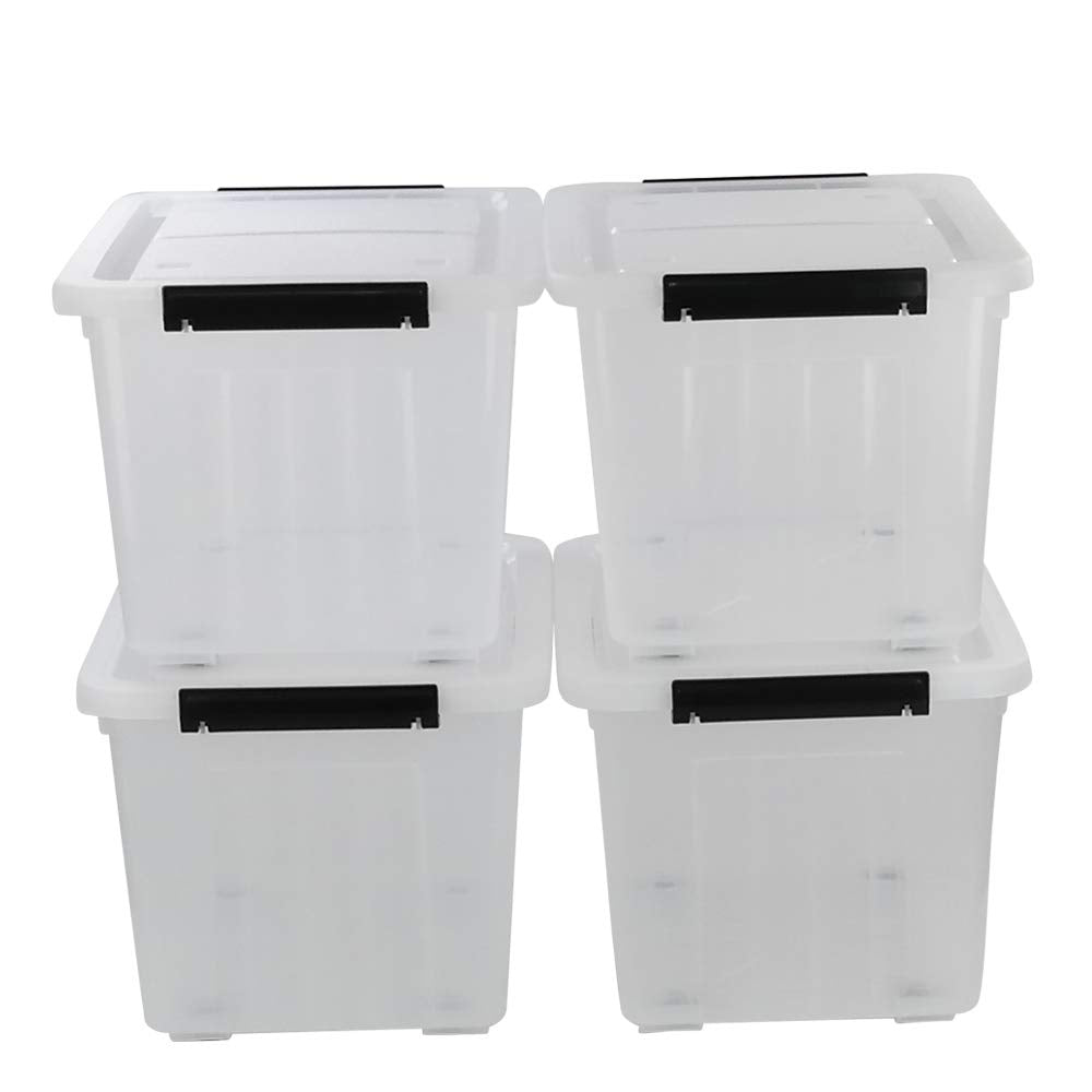 Clear Plastic Storage Bins with Wheels (4 Count)