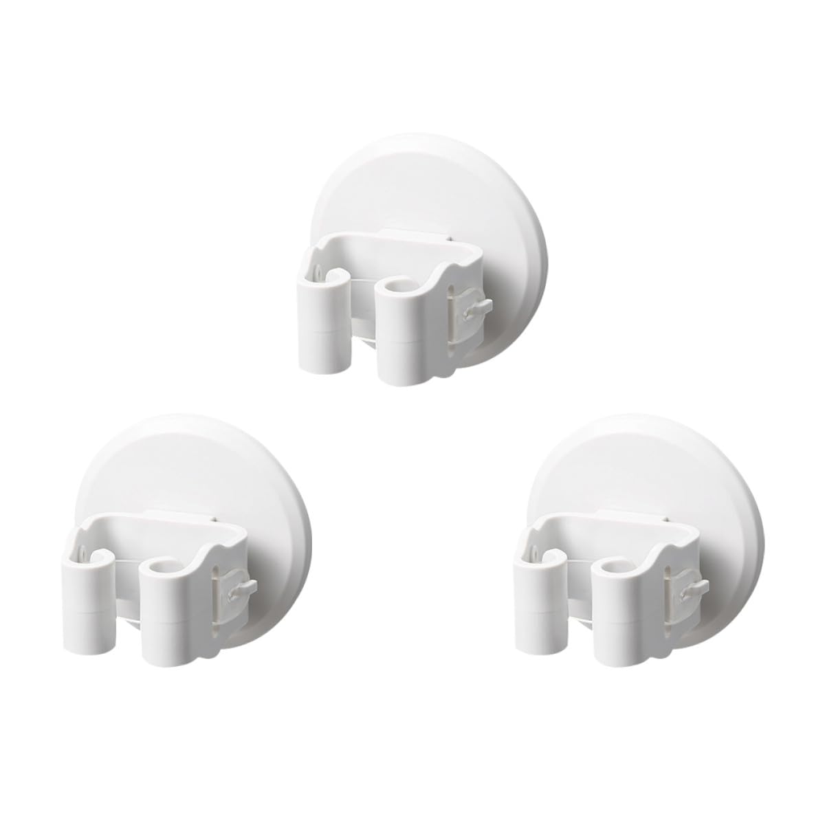Mop and Broom Holder Wall Mount Suction Cup Clamps 3pcs White Non