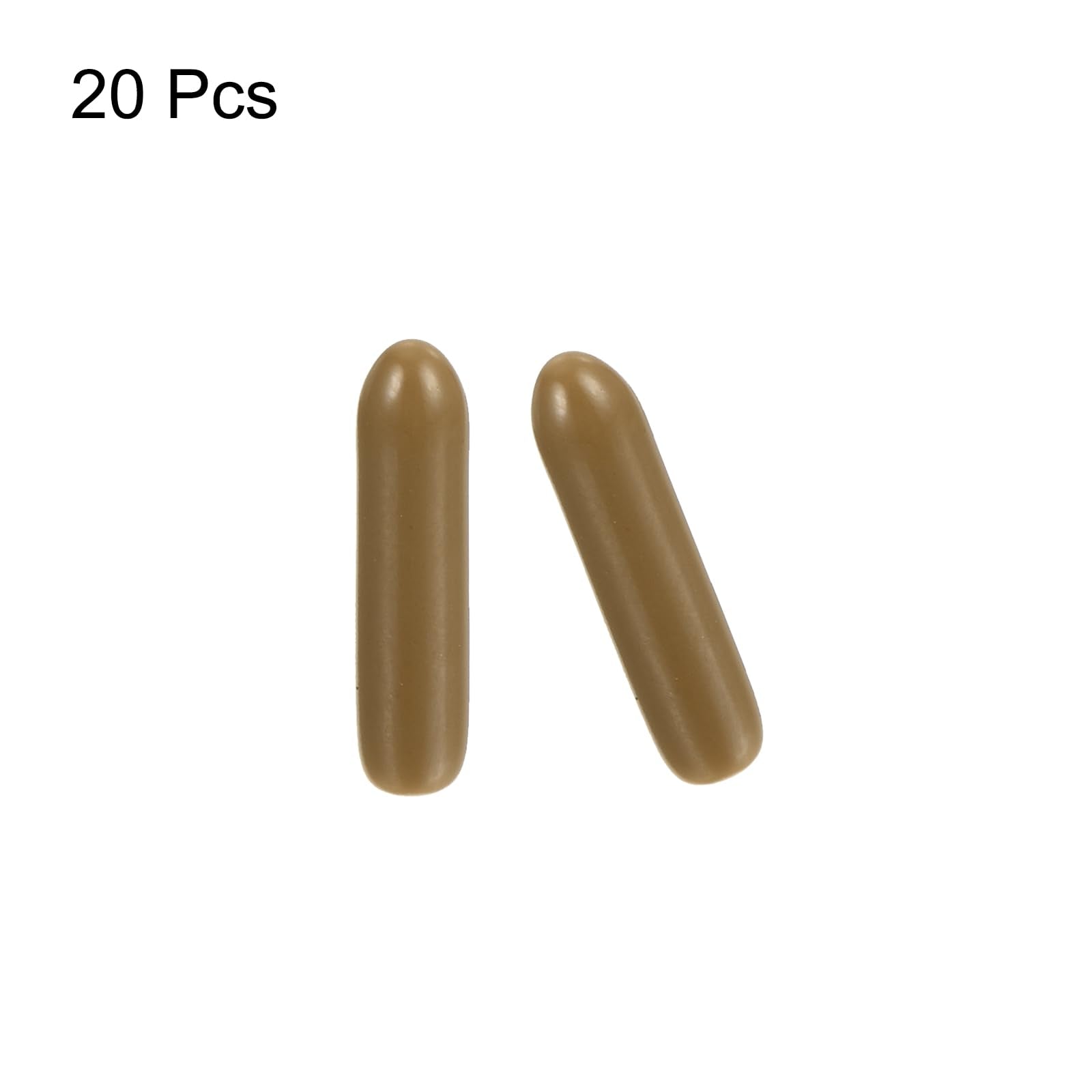 20pcs Rubber End Caps 2mm ID Vinyl PVC Round Tube Bolt Cap Cover Screw Thread Protectors Light Brown