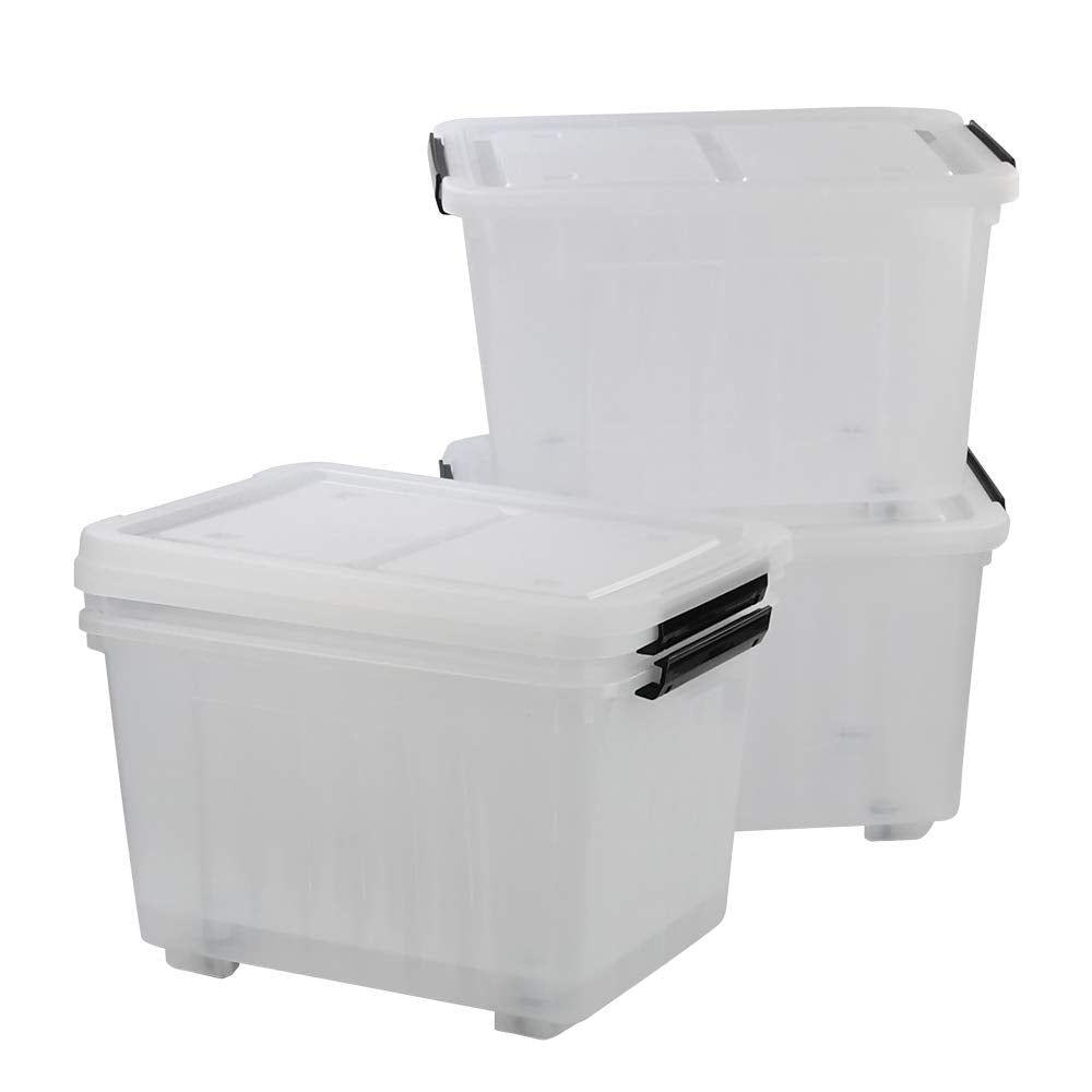 Clear Plastic Storage Bins with Wheels (4 Count)