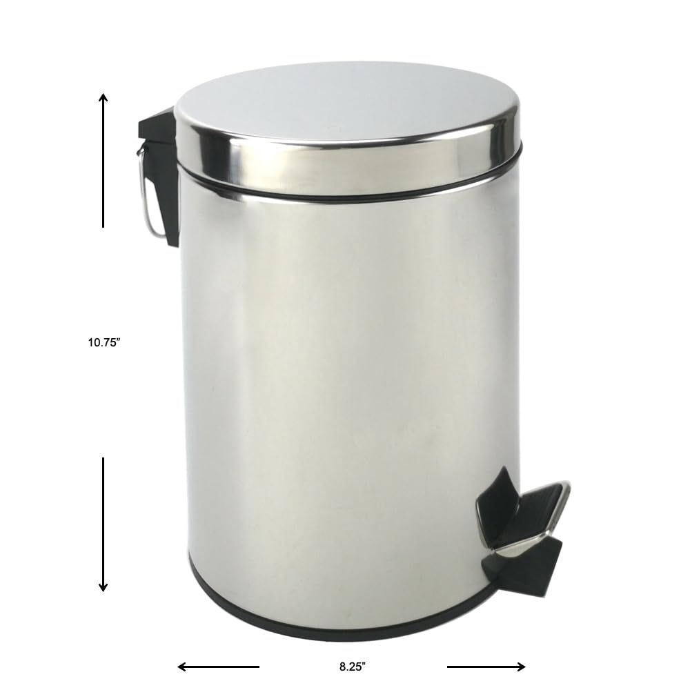 Stainless Steel Small Trash Can with Lid & Step Pedal