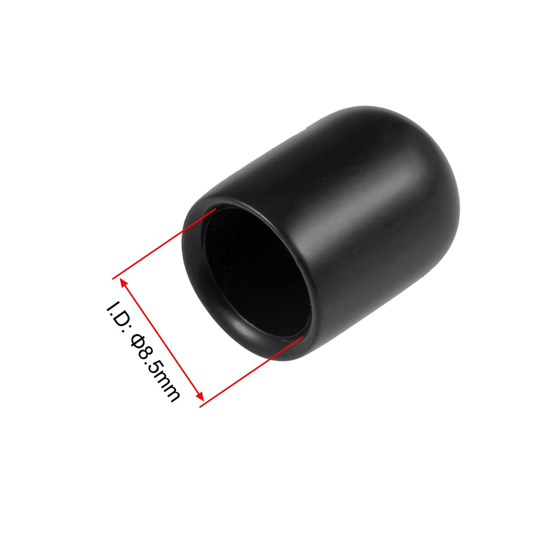 20pcs Rubber End Caps 8.5mm ID Vinyl Round Tube Bolt Cap Cover Thread Protectors Black (20 Count)