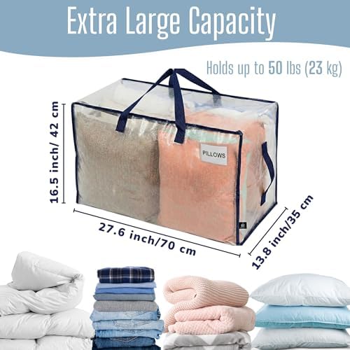 4 Pack Clear Extra Large Moving Bags & Storage Totes (4 Count)