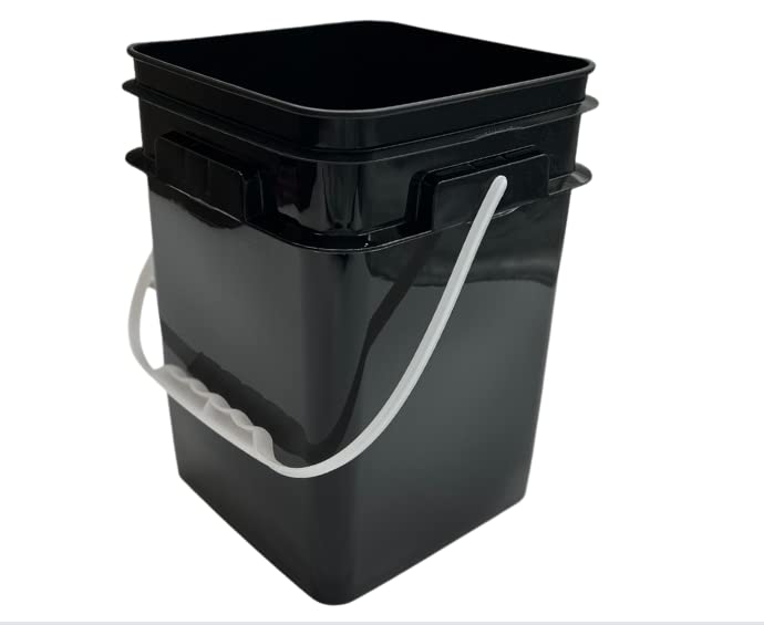4 Gallon Square Food Grade Bucket Pail with Plastic Handles and Lid