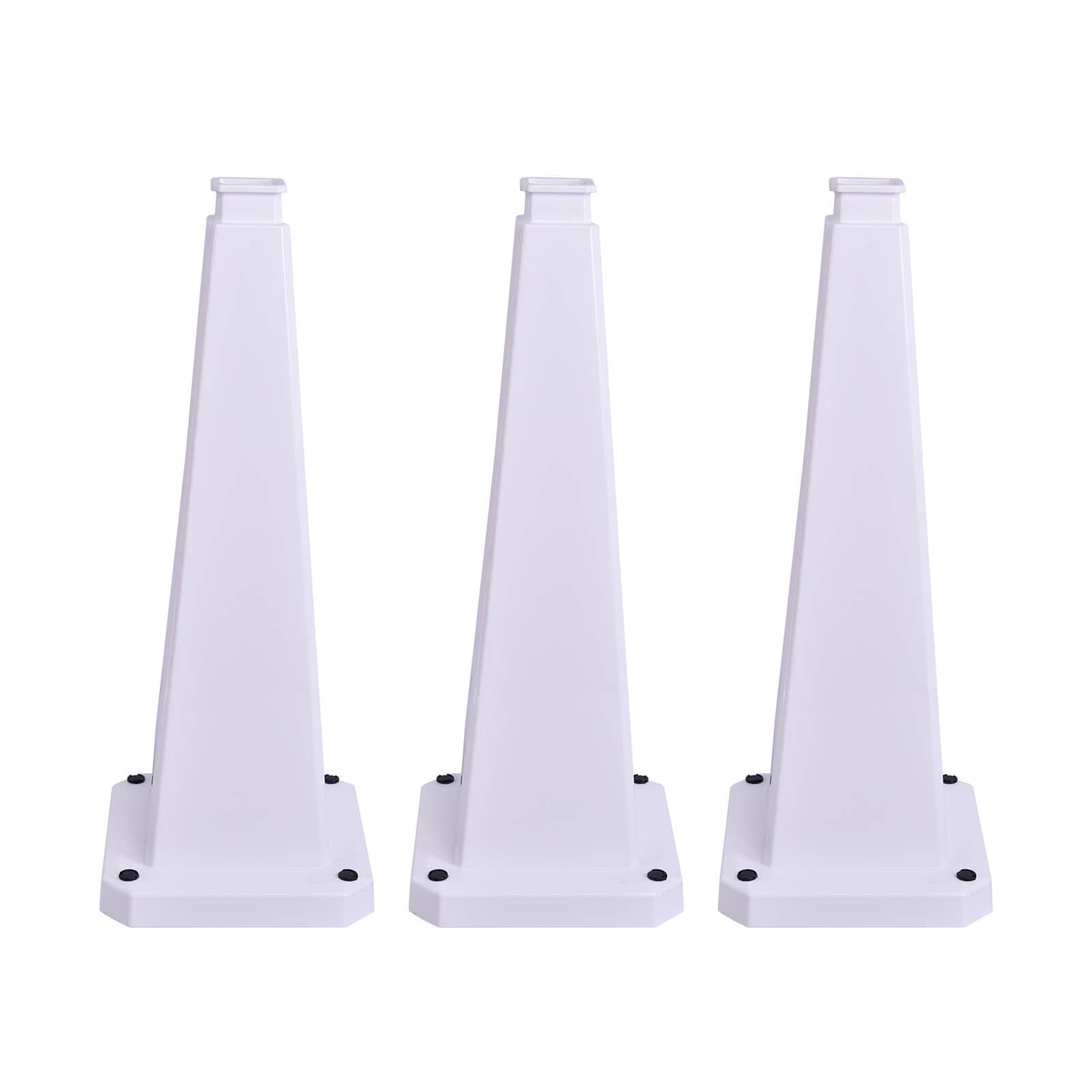 3 Pack 36 Inch Solid White Traffic Cone (3 Count)