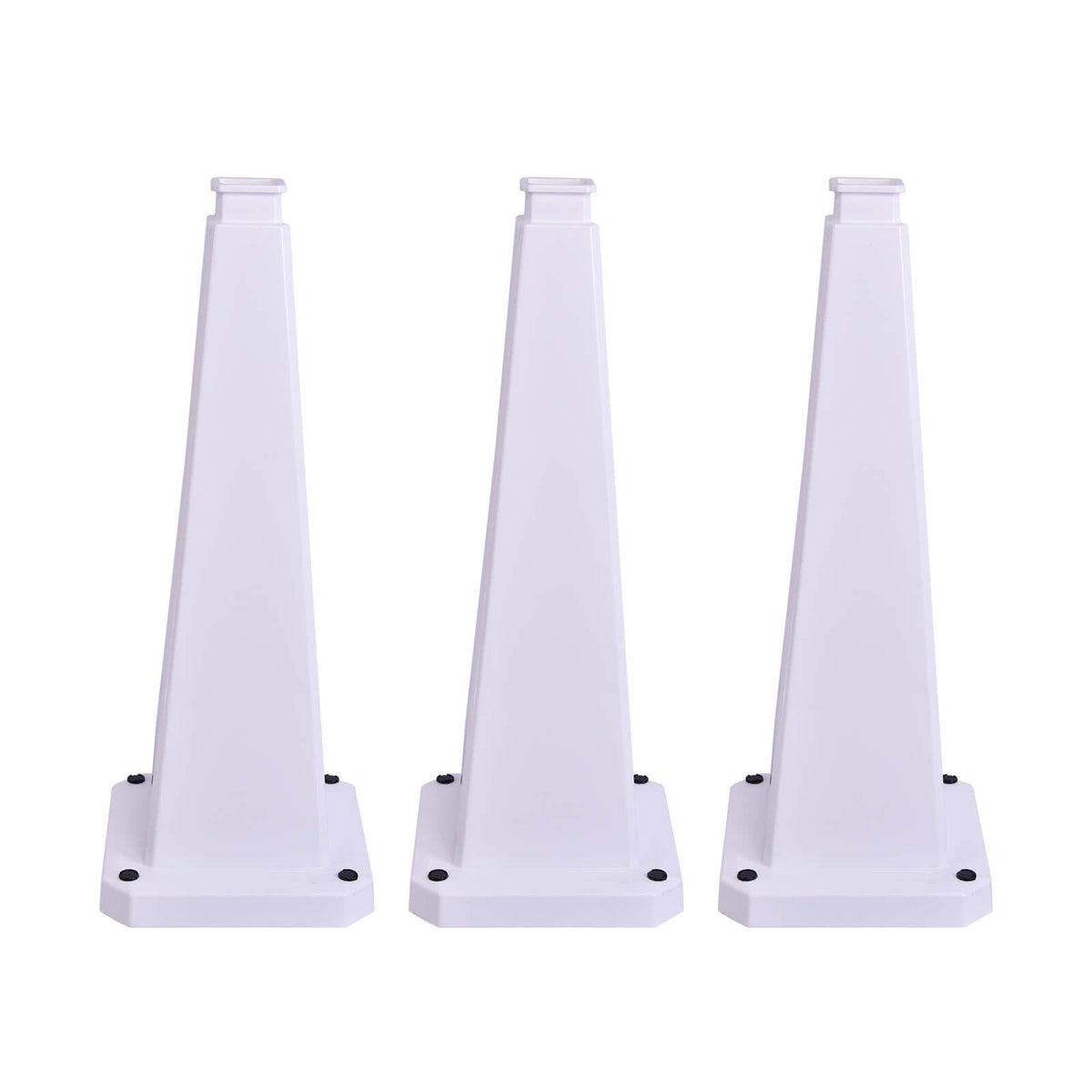 3 Pack 28 Inch Solid White Traffic Cone (3 Count)