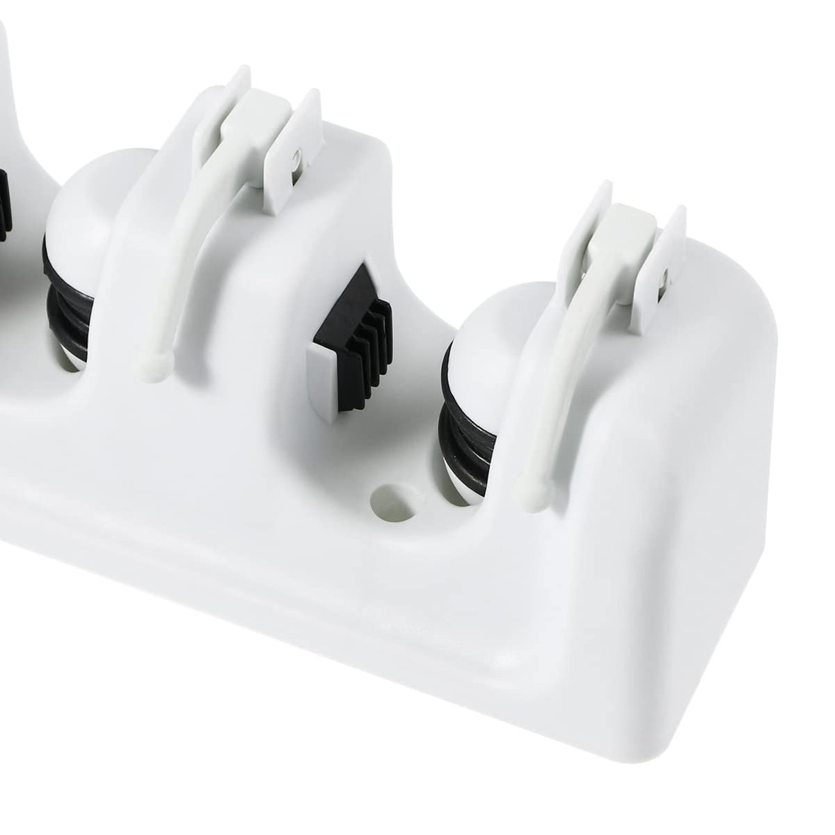 Mop and Broom Holder Wall Mounted Storage Rack Slots Hooks for Garage Garden Kitchen Organization Versatile Umbrella and Tool Storage Rack White