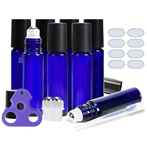 Roll on Bottles 10ml Blue Glass 8 Pack (8 Count)
