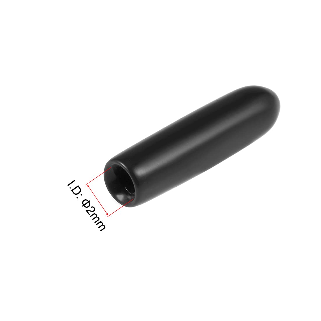 20pcs Rubber End Caps 2mm ID Vinyl Round Tube Bolt Cap Cover Thread Protectors Black (20 Count)