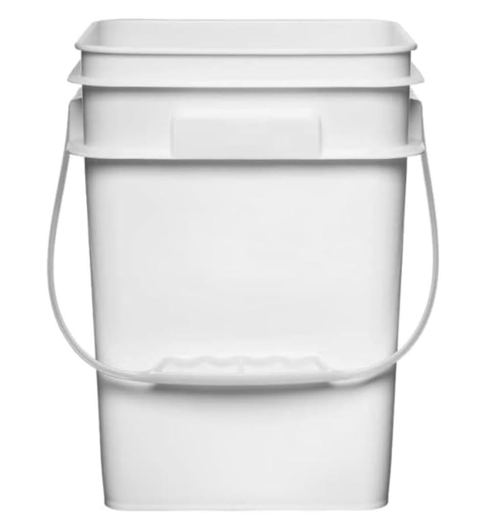 4 Gallon Square Food Grade Bucket Pail with Plastic Handles and Lid