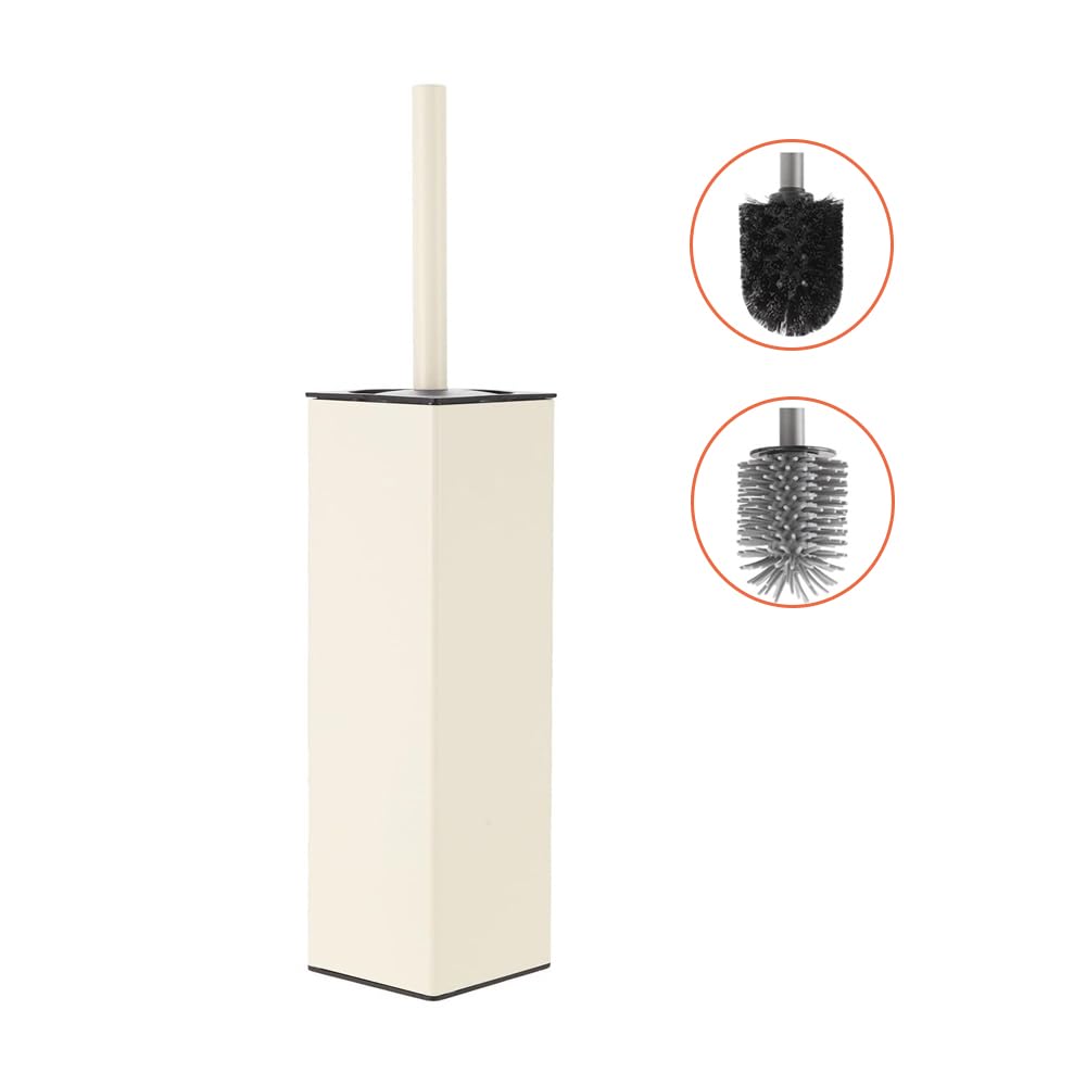 Standing Toilet Brush and Holder Matte White Aluminium Toilet Bowl Cleaner Brush and Holder for Bathroom Storage and Organization