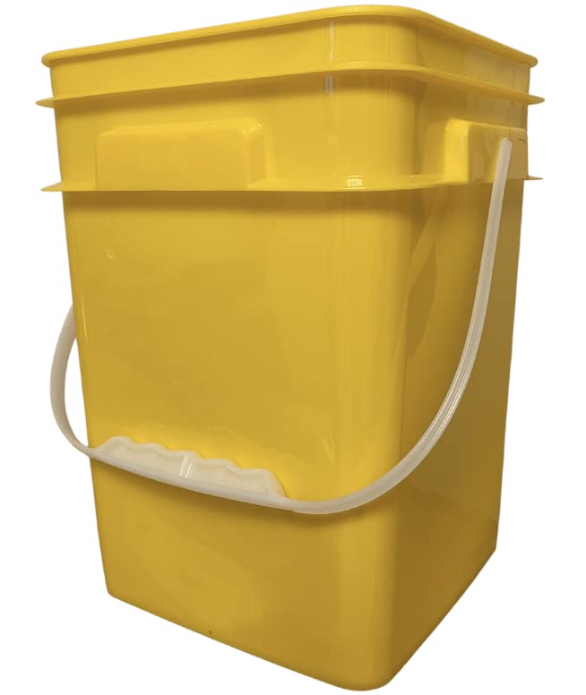4 Gallon Square Food Grade Bucket Pail with Plastic Handles and Lid (3 Count)