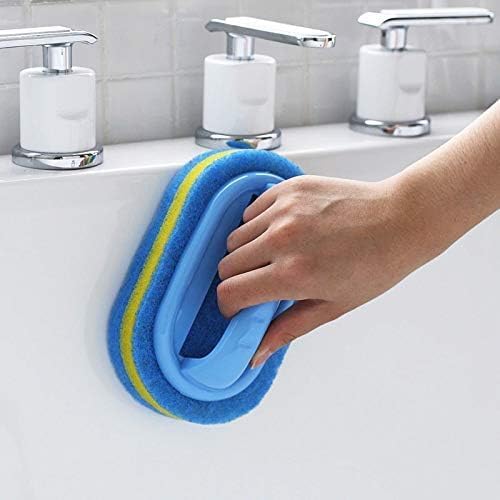 2 Piece Cleaning Brush for Bathroom Kitchen Bathtub Toilet Cleaner All Purpose Shower Sponge Scrubbing Brush with Ergonomic Handle (4 Count)