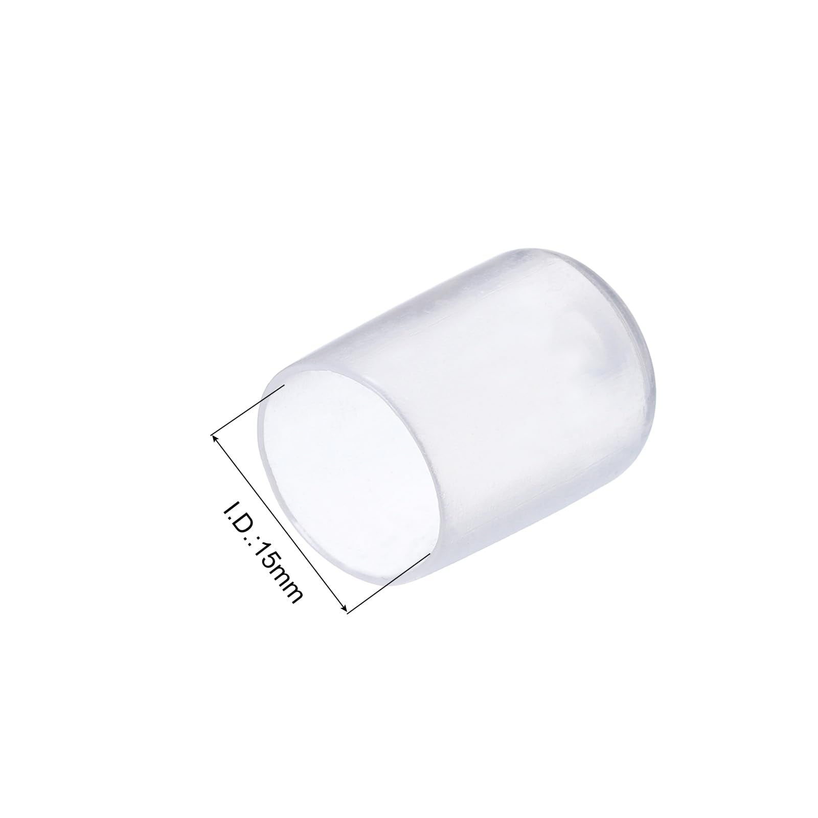 20pcs Rubber End Caps 15mm ID Vinyl PVC Round Tube Bolt Cap Cover Screw Thread Protectors Clear